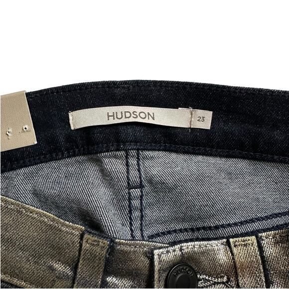 NWT Hudson Womens Barbara Ombre Foil Coated High Rise Bootcut Jeans 23 Goth Punk - Picture 9 of 11